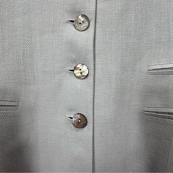 Linda Allard Ellen Tracy 100% Linen Long Blazer Coat Petite 4 Light Blue - Picture 5 of 8